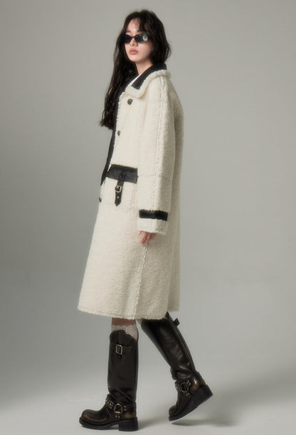 nu119 Lamb fur and woolen coat