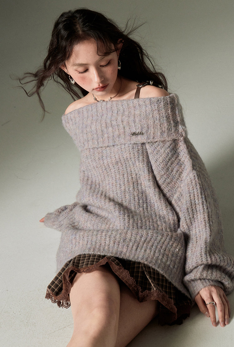 nu103 Lazy one-houlder sweater