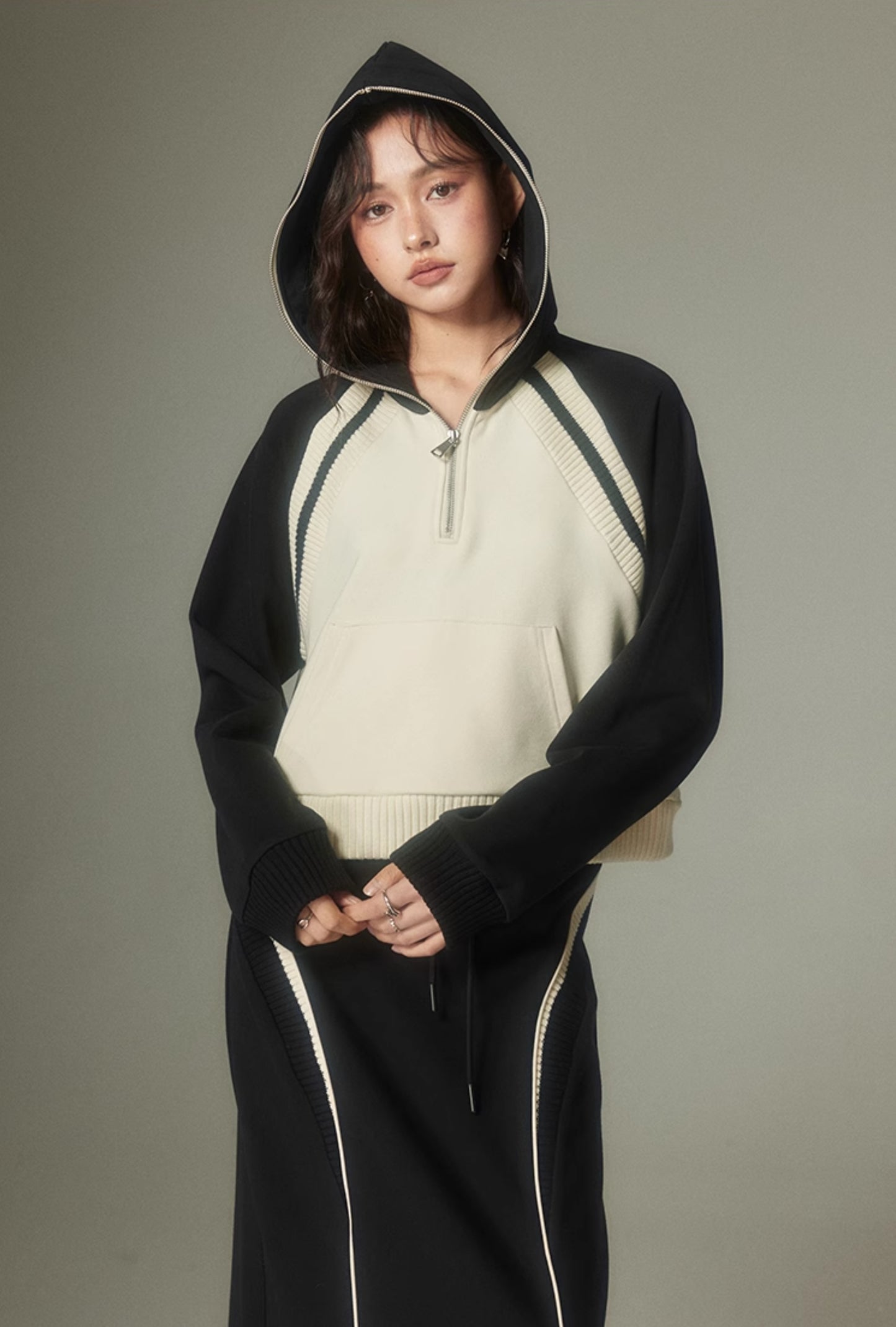 nu150 Bicolor sweatshirt + skirt two-piece set