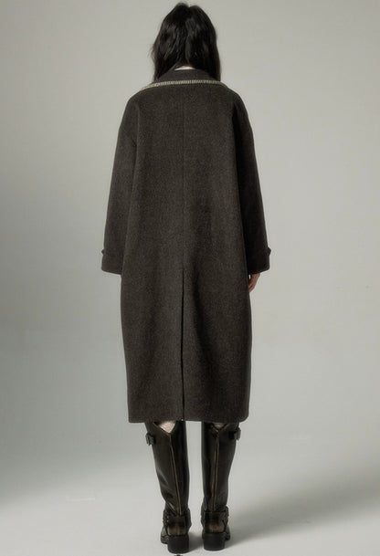 nu95 Stitch Dropped Shoulder Long Coat