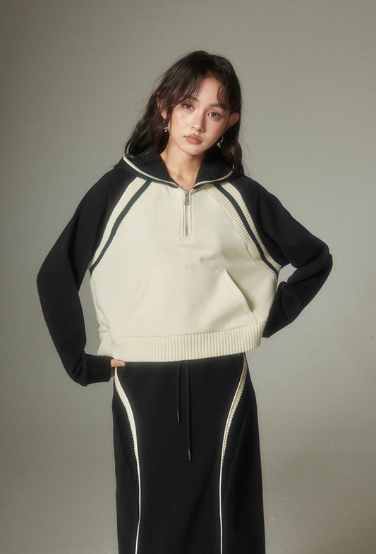 nu150 Bicolor sweatshirt + skirt two-piece set