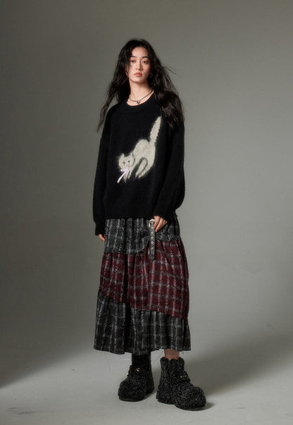 nu98 Patchwork A-line Mid-Length Skirt