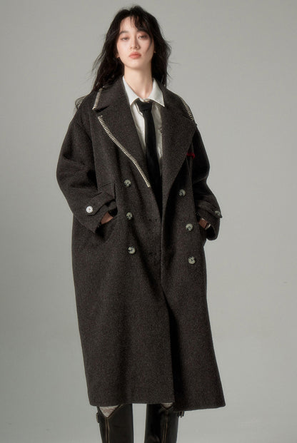 nu95 Stitch Dropped Shoulder Long Coat