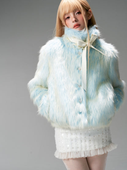 nu311 "Glacier Fur" gradient blue long hair winter coat