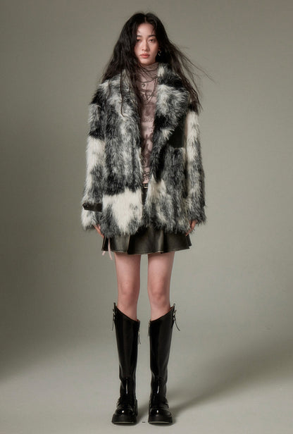 nu90 Animal Print Eco-Friendly Fur Jacket