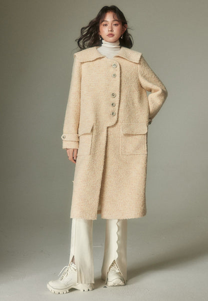 nu91 Custard Lapel Wool Coat