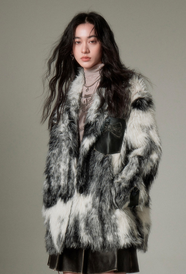 nu90 Animal Print Eco-Friendly Fur Jacket