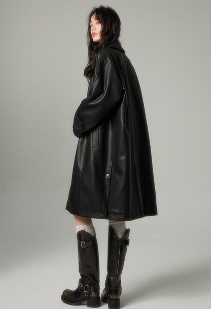 nu100 Quilted Trench Leather Coat