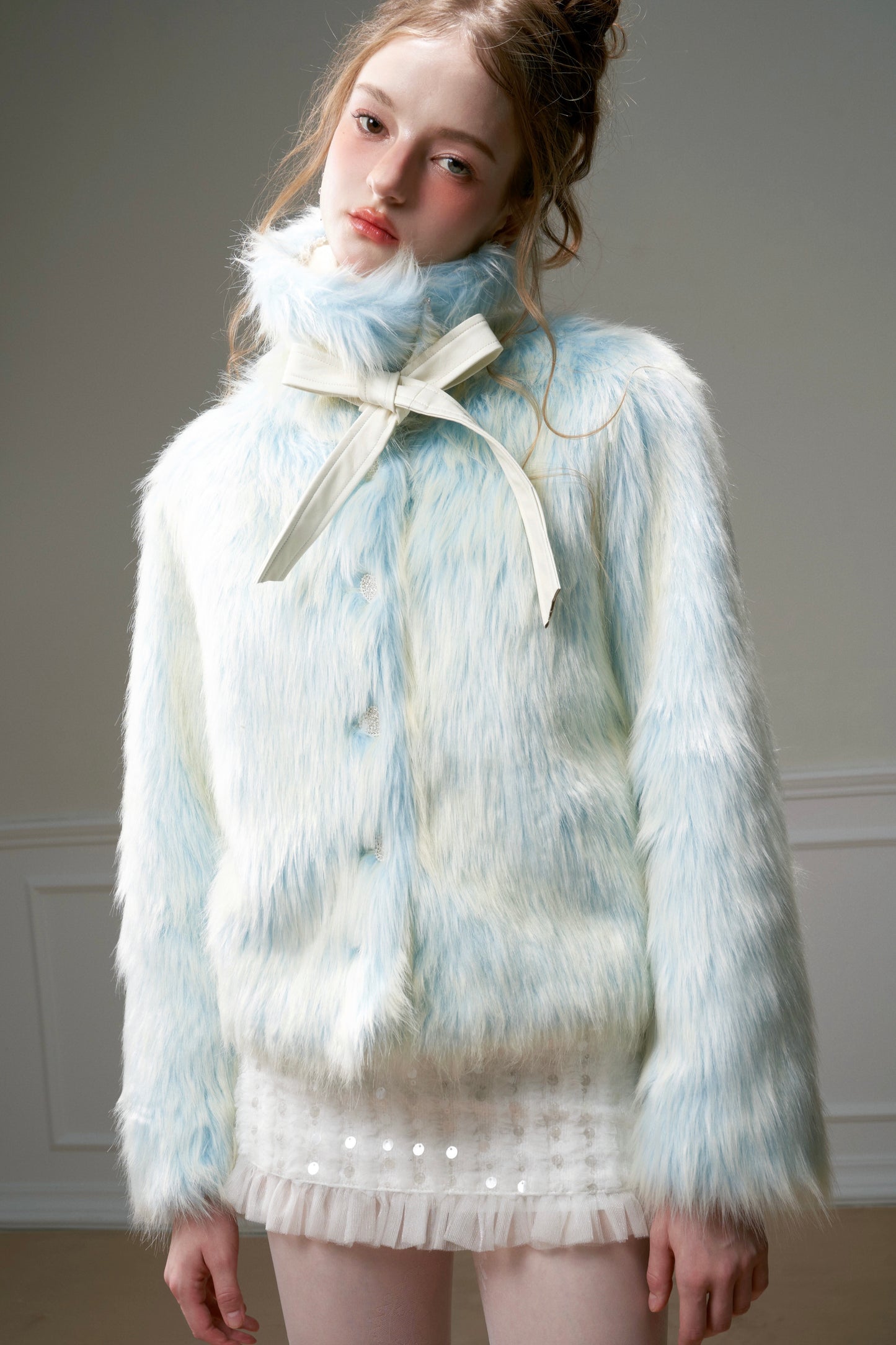 nu311 "Glacier Fur" gradient blue long hair winter coat