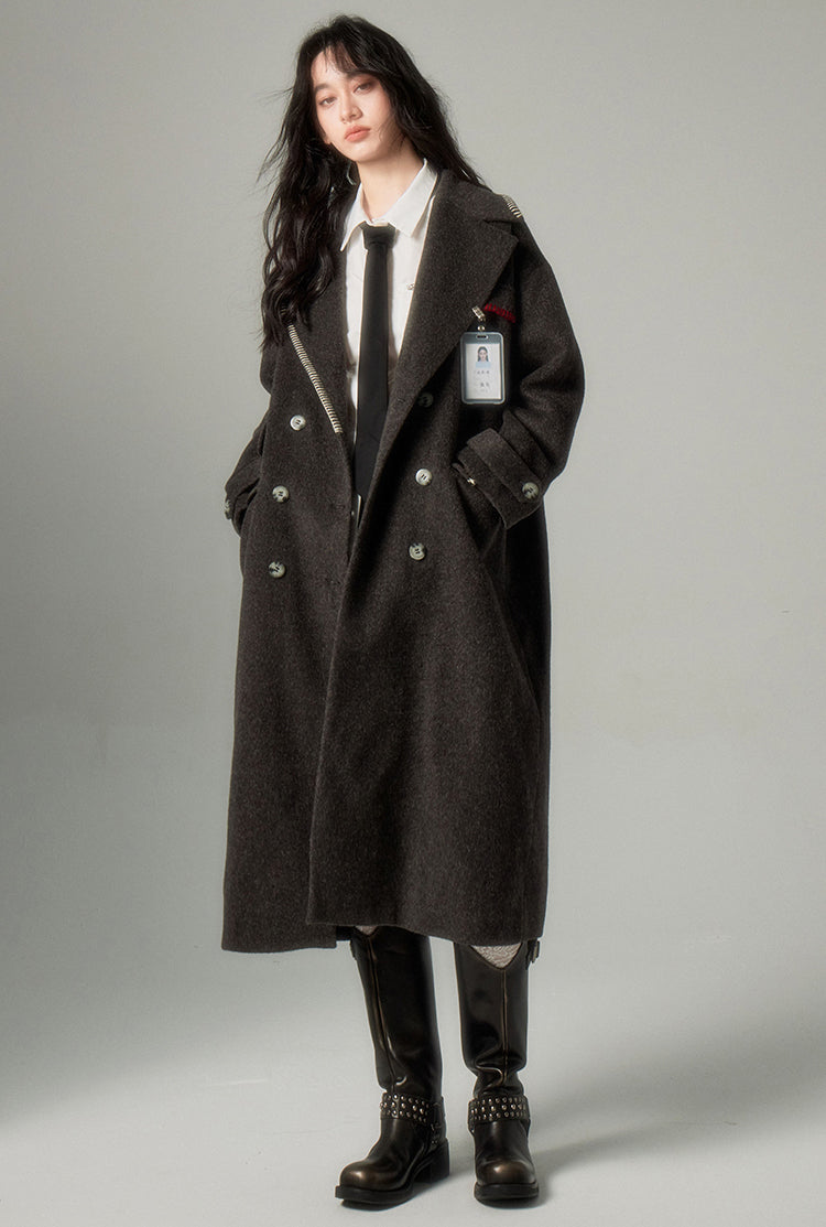 nu95 Stitch Dropped Shoulder Long Coat