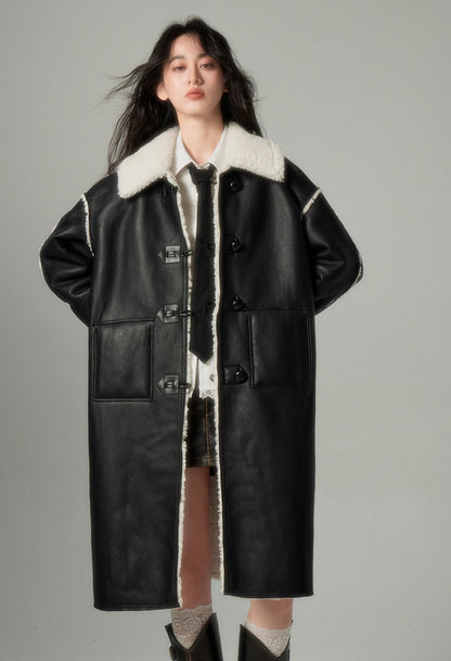 nu119 Lamb fur and woolen coat