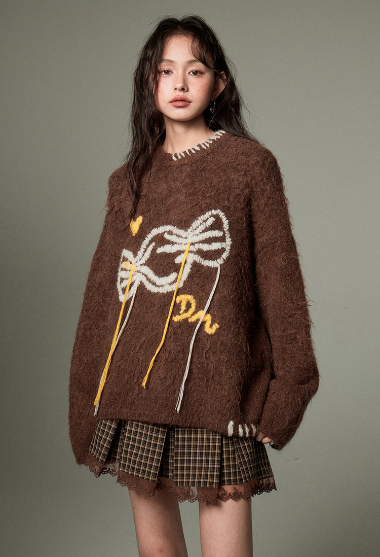 nu122 Candy embroidered loose sweater