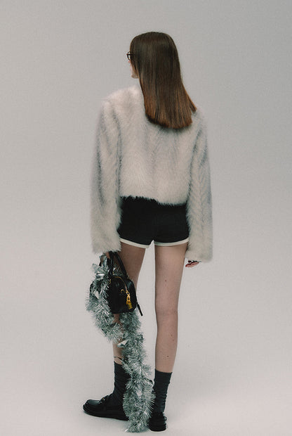 nu255 "Snowdrop" suede eco-fur short coat