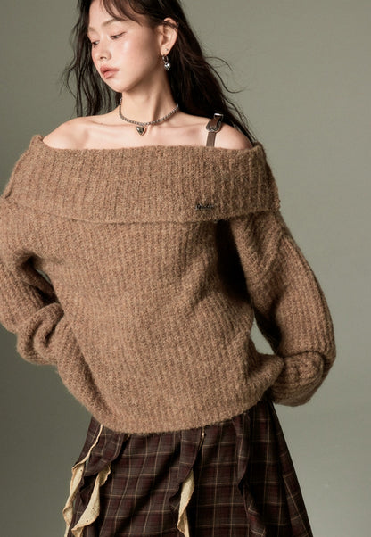 nu103 Lazy one-houlder sweater