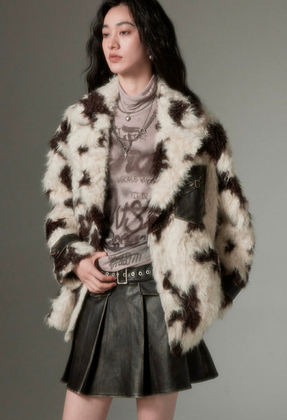 nu90 Animal Print Eco-Friendly Fur Jacket