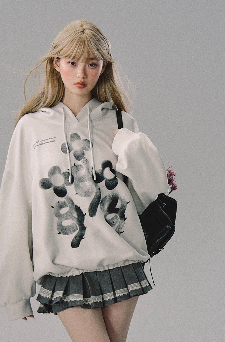 nu190 "Dream Flower" velvet pure cotton hoodie