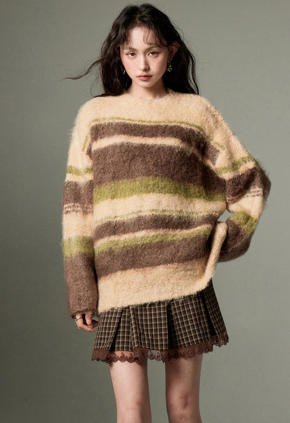 nu145 Soft and waxy striped sweater