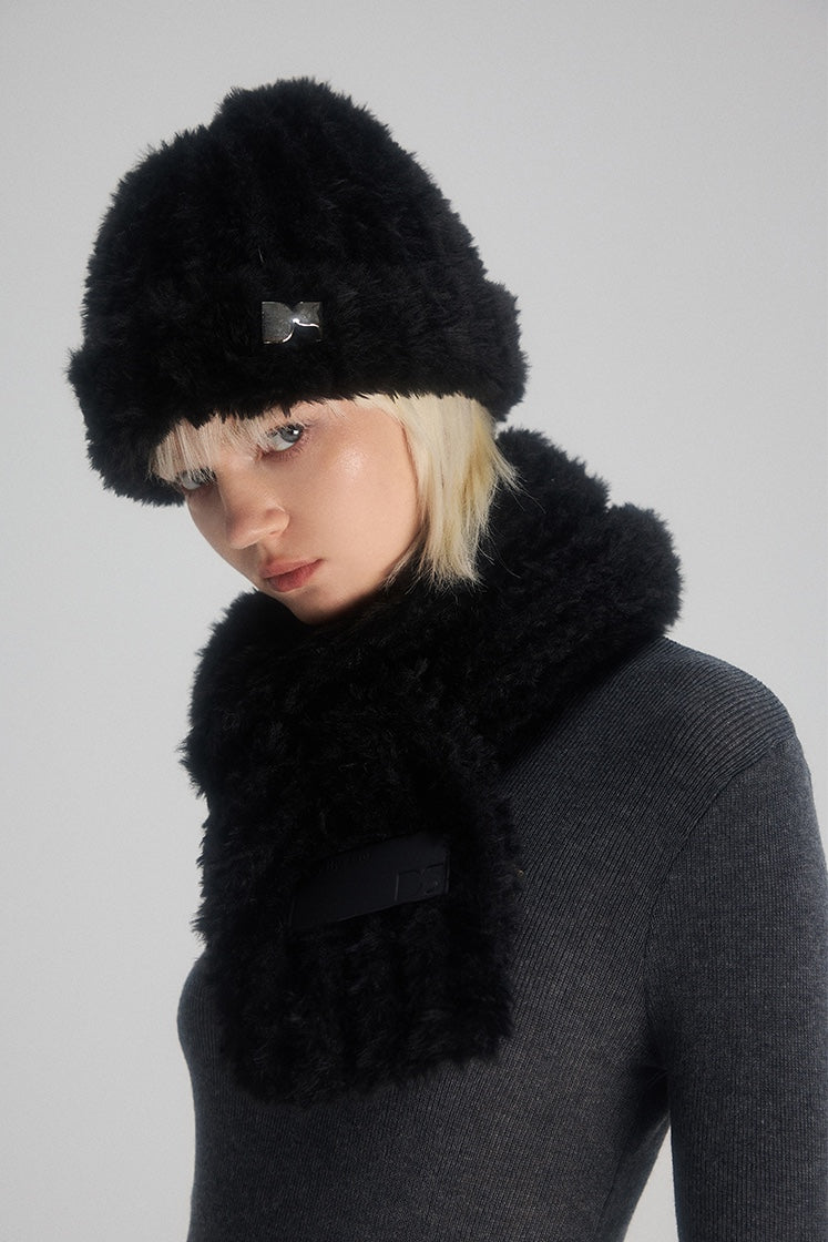 nu274 Woolen face-showing fur warm hat