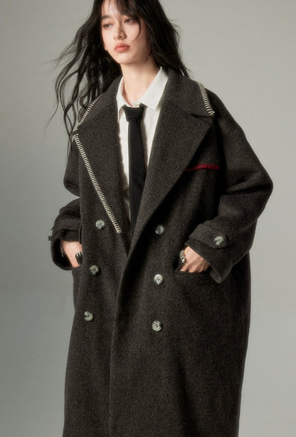 nu95 Stitch Dropped Shoulder Long Coat