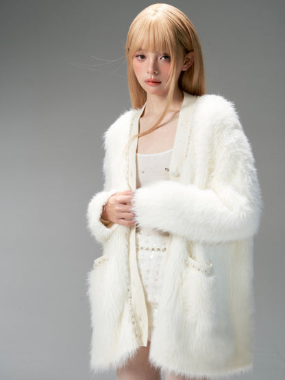 nu301 Sweet lace imitation mink loose jacket cardigan