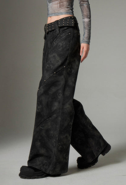 nu97 Metal Rivet High Waist Leather Pants