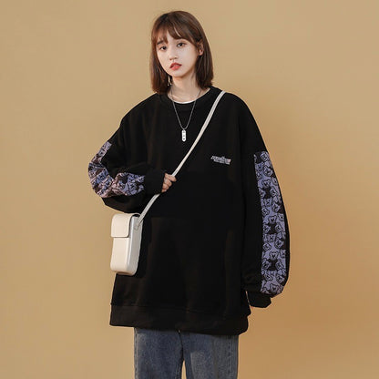 nu68 Print sleeve relaxed sweatshirt