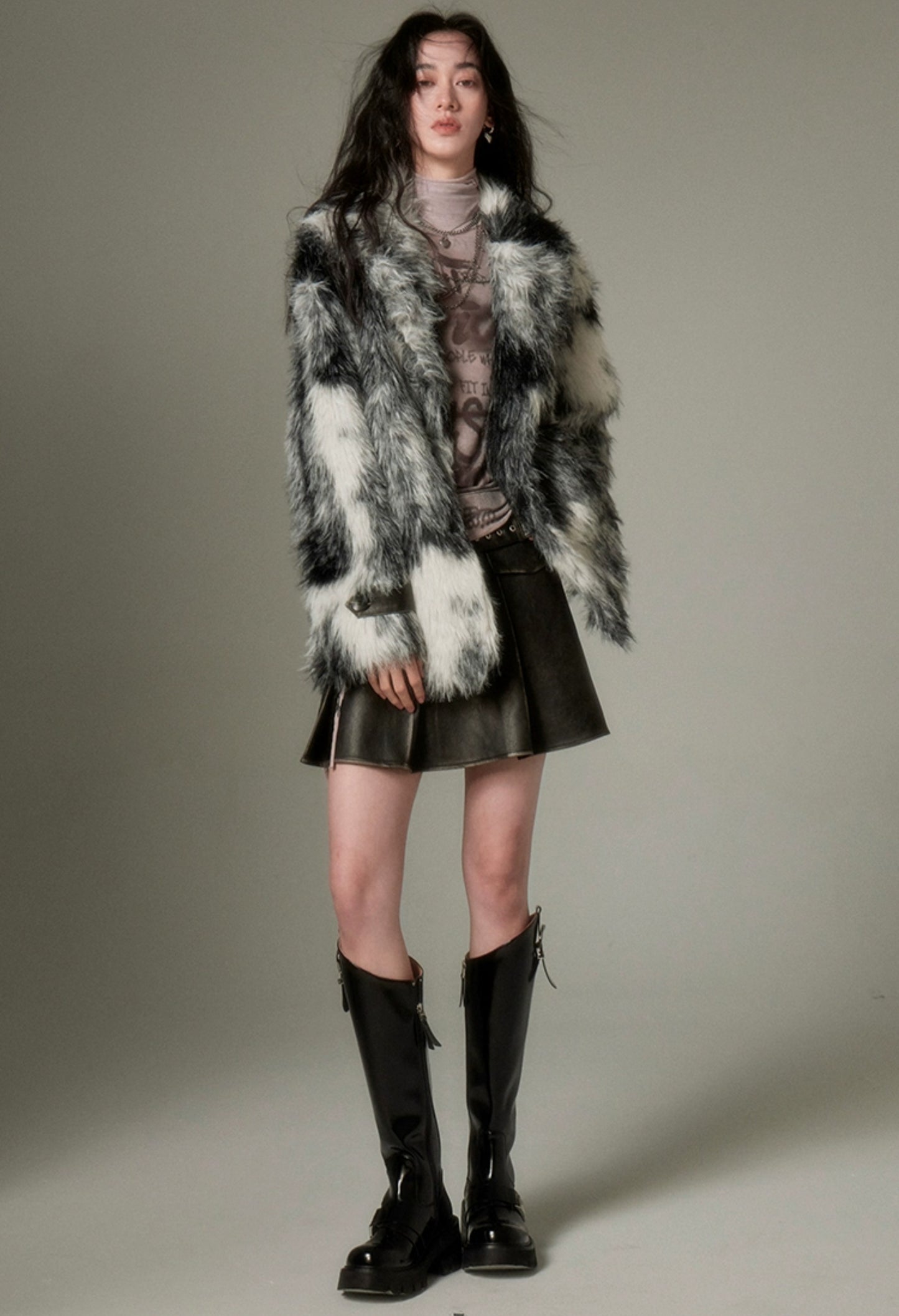 nu90 Animal Print Eco-Friendly Fur Jacket