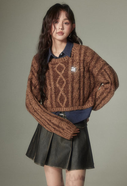 nu136 Fake two-pieces patchwork sweater