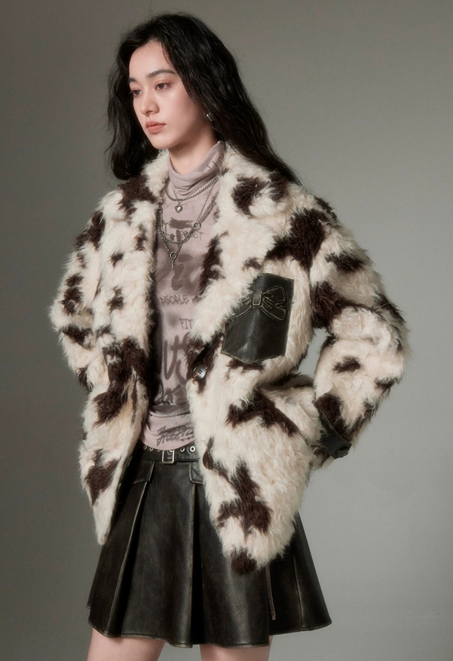 nu90 Animal Print Eco-Friendly Fur Jacket