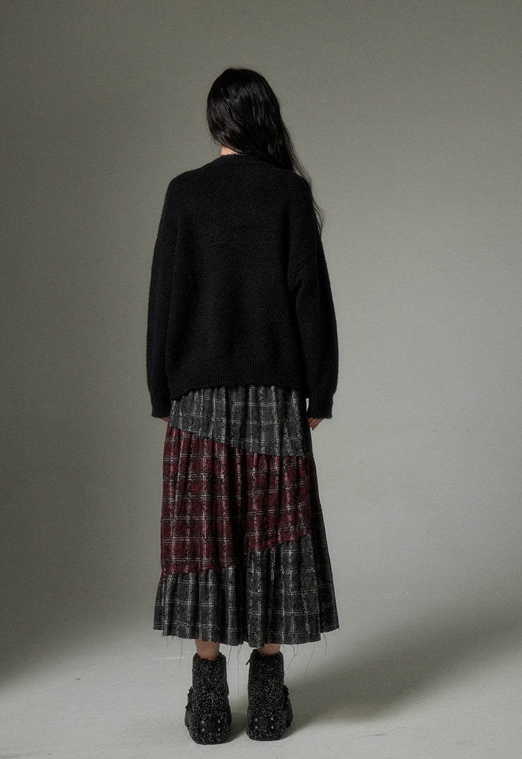 nu98 Patchwork A-line Mid-Length Skirt