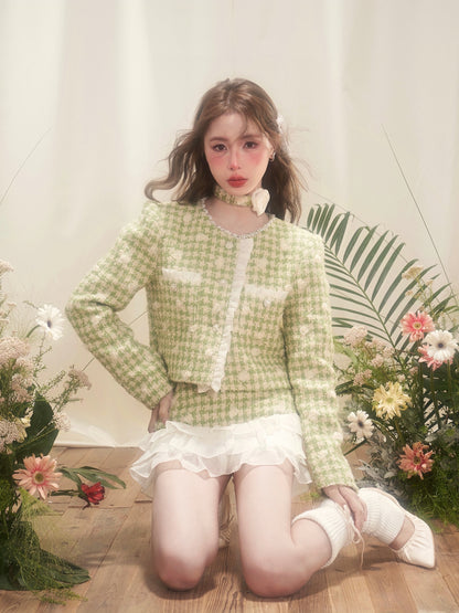 nu294 Flower fragrance lace jacket / cake skirt