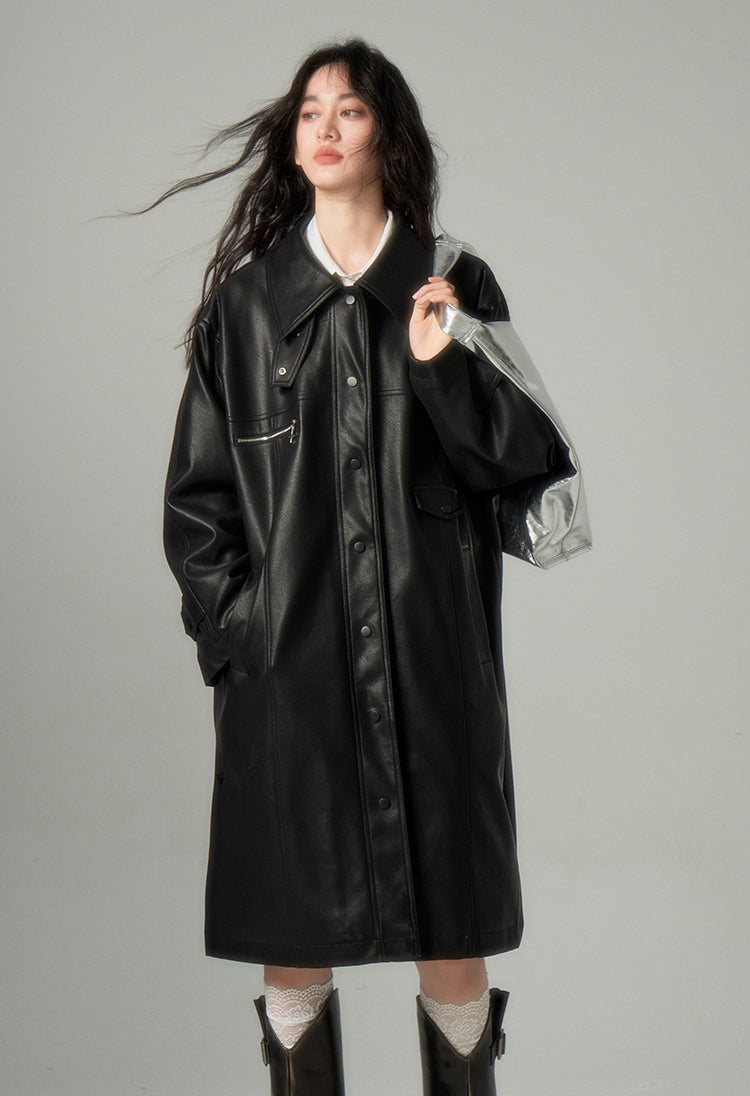 nu100 Quilted Trench Leather Coat