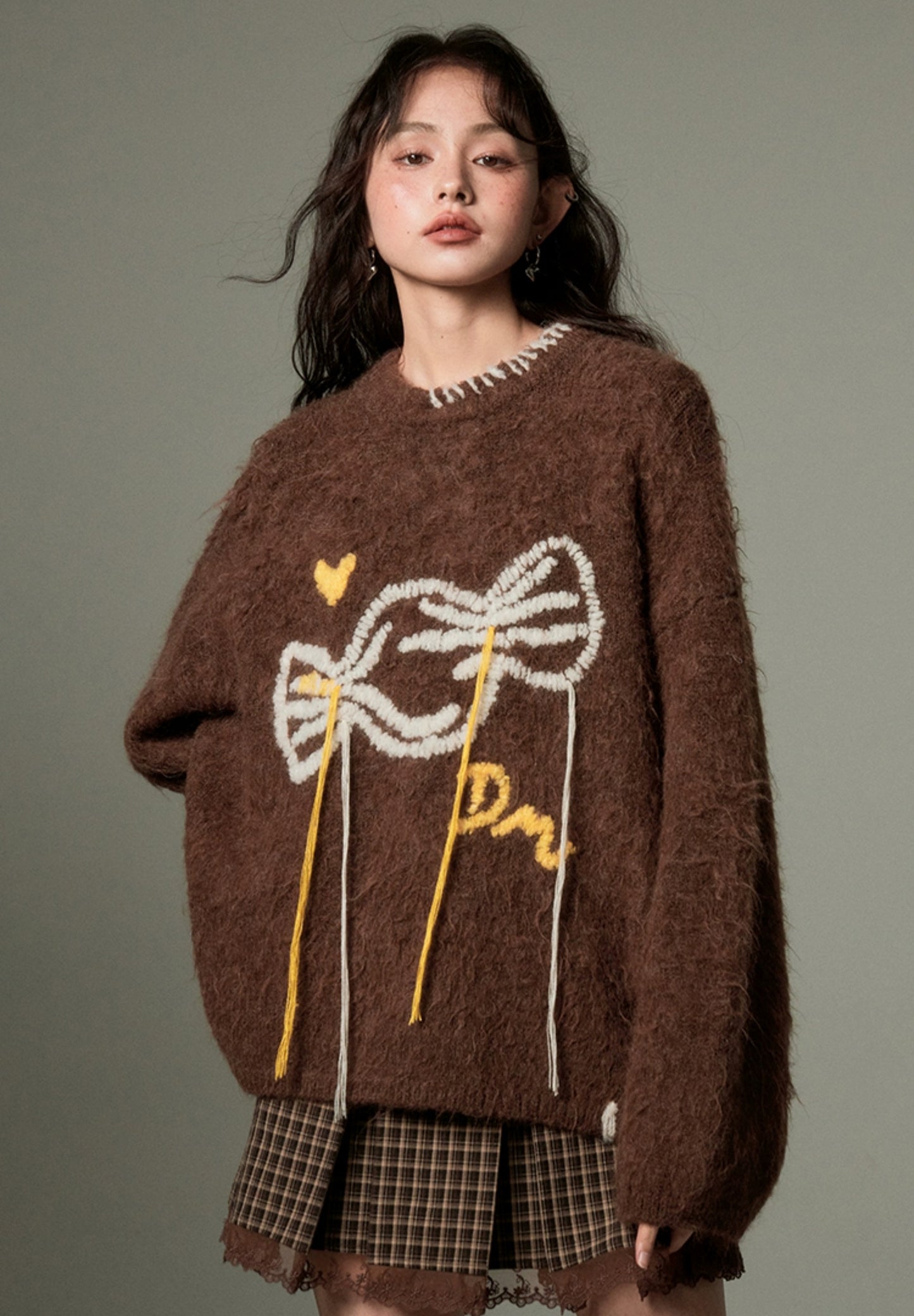 nu122 Candy embroidered loose sweater