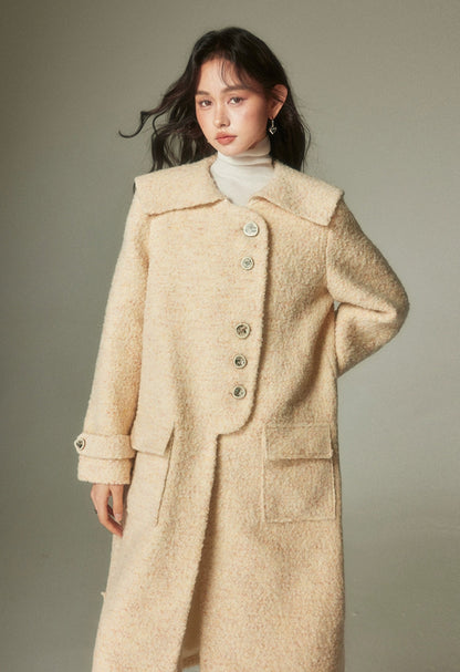 nu91 Custard Lapel Wool Coat