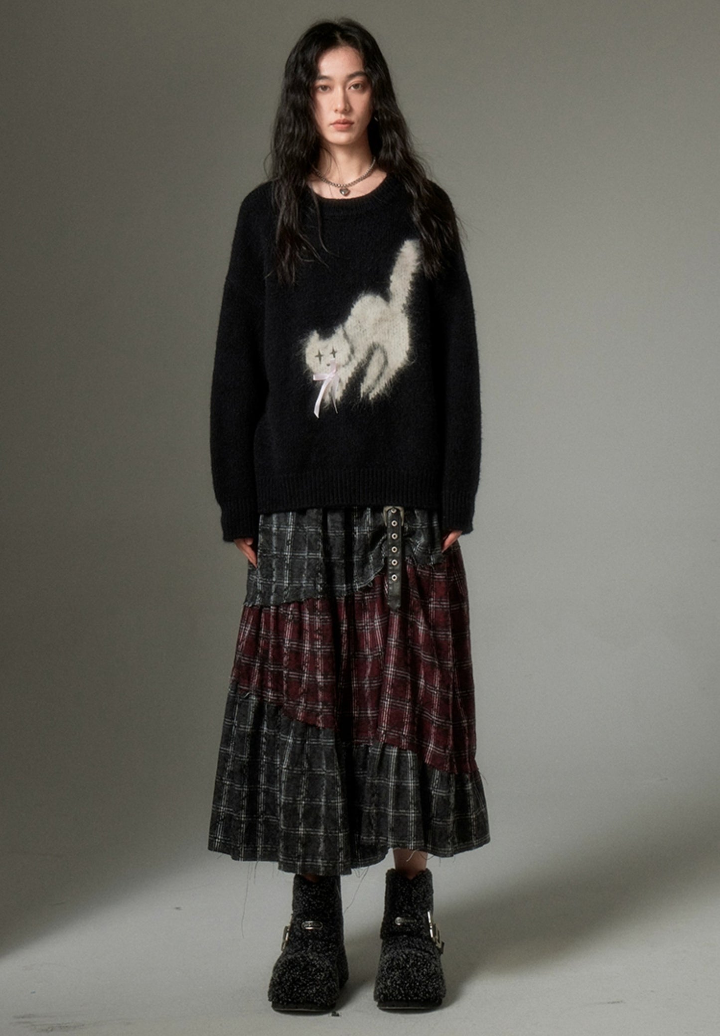 nu98 Patchwork A-line Mid-Length Skirt