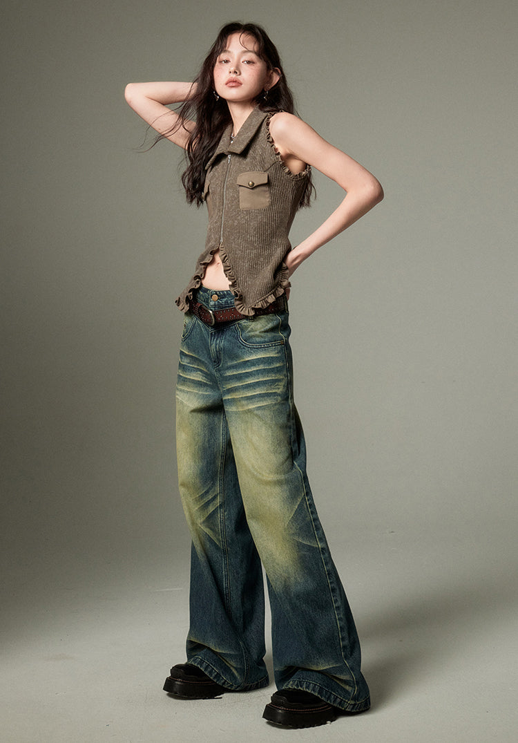 nu130 Retro washed wide leg jeans