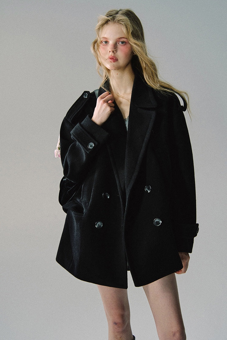 nu203 "Burning Holy Wood" split collar woolen coat