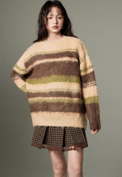 nu145 Soft and waxy striped sweater