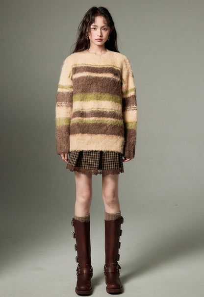 nu145 Soft and waxy striped sweater