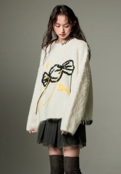 nu122 Candy embroidered loose sweater