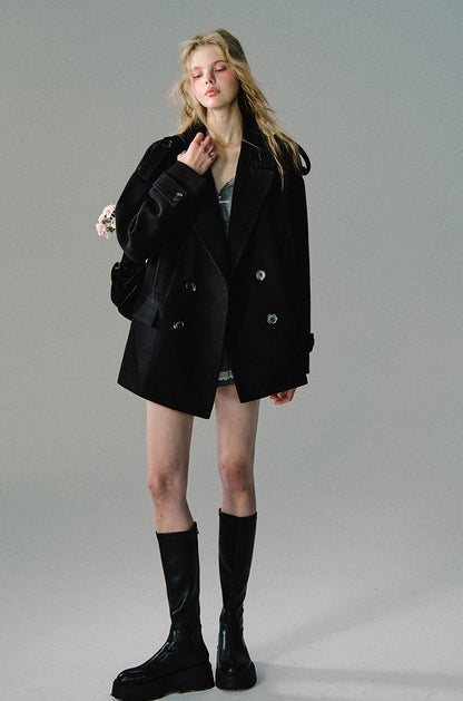 nu203 "Burning Holy Wood" split collar woolen coat