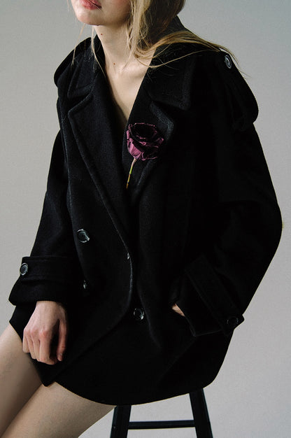 nu203 "Burning Holy Wood" split collar woolen coat