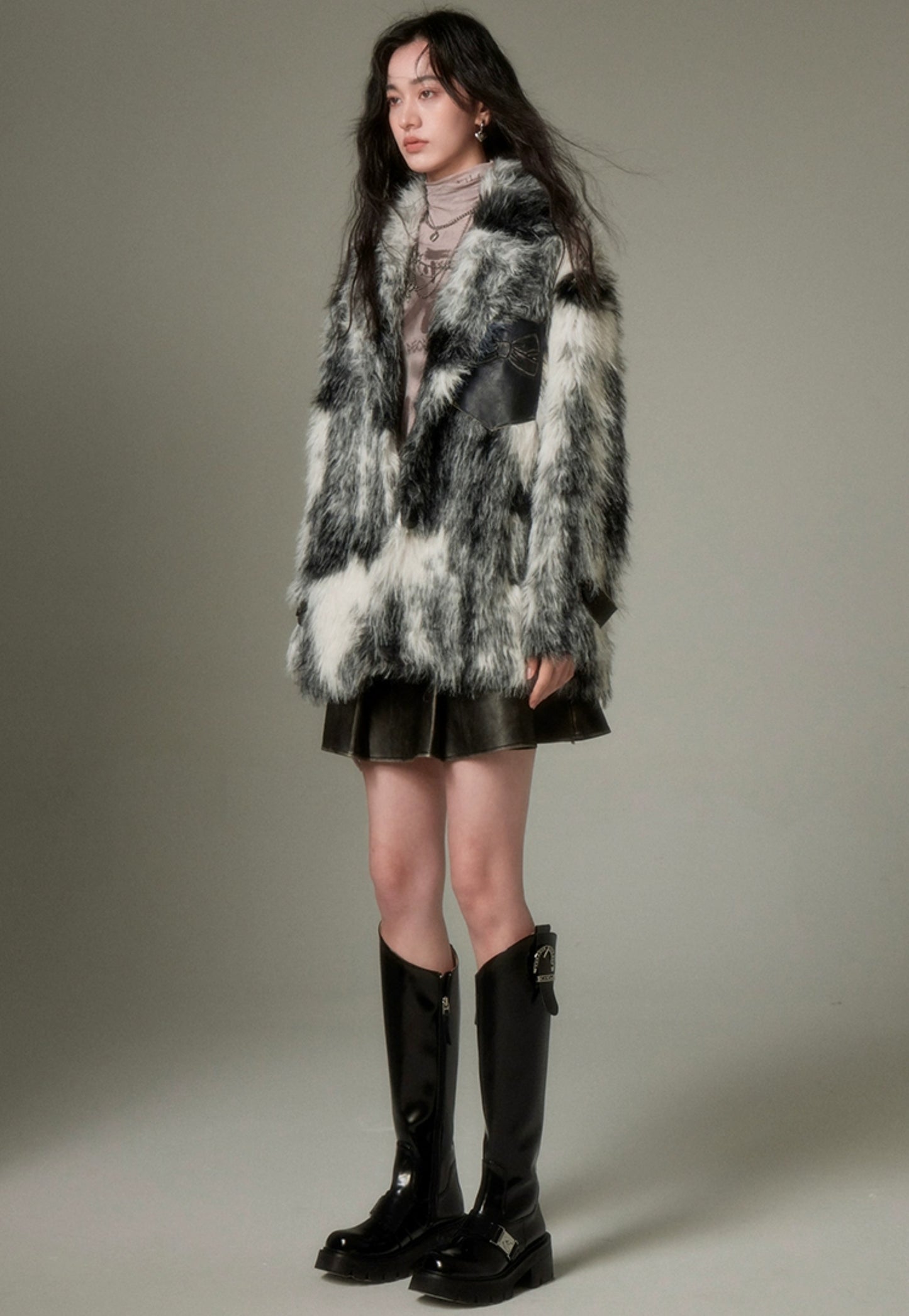 nu90 Animal Print Eco-Friendly Fur Jacket