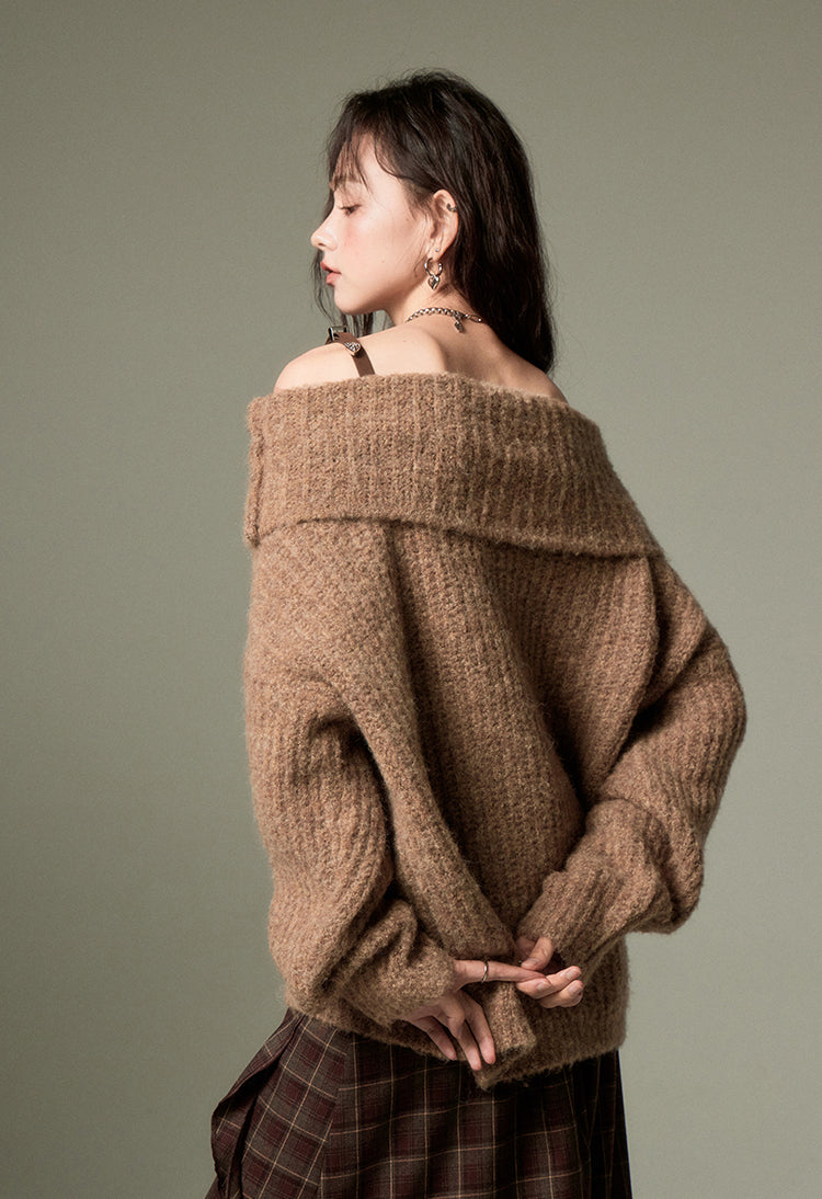 nu103 Lazy one-houlder sweater