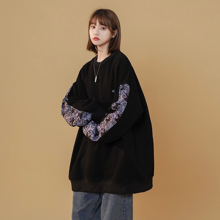 nu68 Print sleeve relaxed sweatshirt