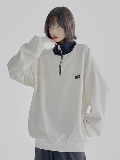 nu54 POLO Collar Half Zip Pullover