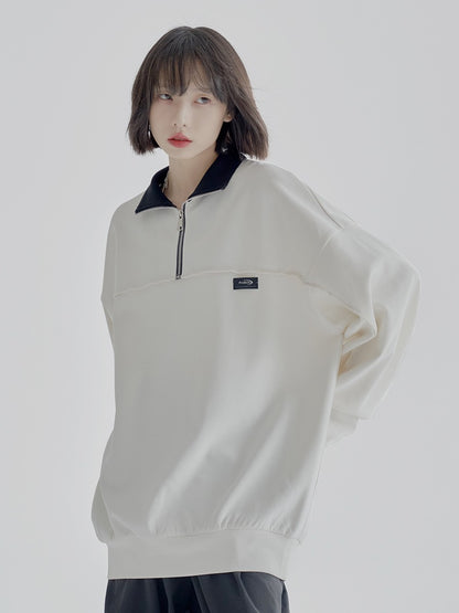 nu54 POLO Collar Half Zip Pullover