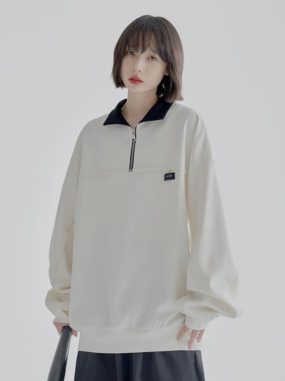 nu54 POLO Collar Half Zip Pullover