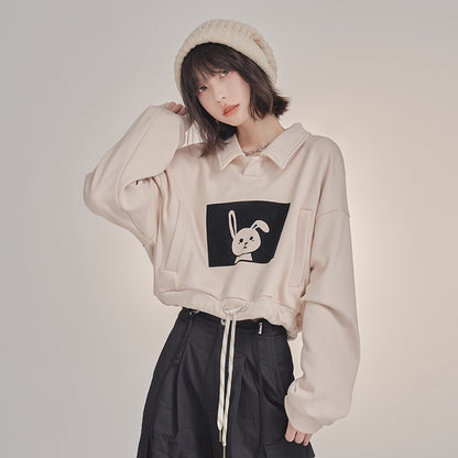 nu61 Polo collar rabbit short sweatshirt