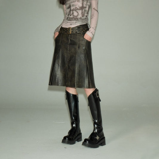 nu84 Vintage Maillard Rivet Belt Skirt